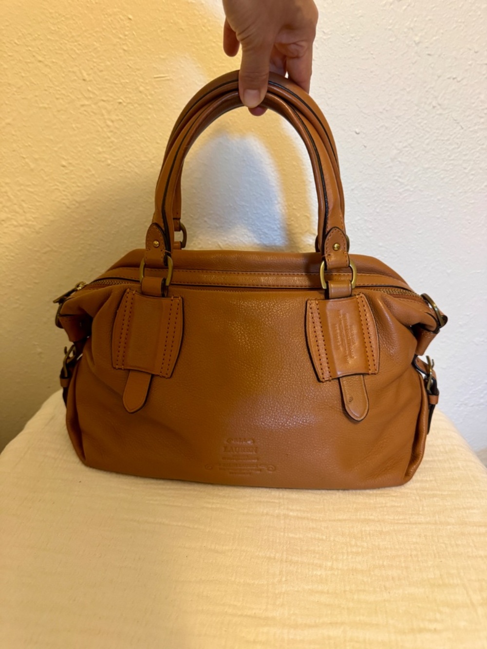 Ralph Lauren Vintage Tan Leather Satchel Handbag